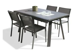 Conjunto de jantar de jardim em alumínio com 4 lugares
