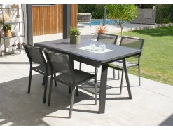 Conjunto de jantar de jardim em alumínio com 4 lugares
