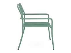 Conjunto de jantar de jardim metal: mesa C160 cm e 6 cadeirões verde amêndoa - BIRMOS