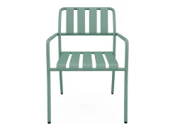 Conjunto de jantar de jardim metal: mesa C160 cm e 6 cadeirões verde amêndoa - BIRMOS