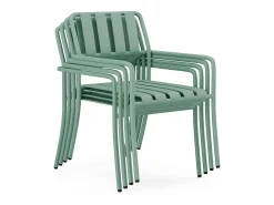 Conjunto de jantar de jardim metal: mesa C160 cm e 6 cadeirões verde amêndoa - BIRMOS