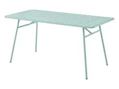 Conjunto de jantar de jardim metal: mesa C160 cm e 6 cadeirões verde amêndoa - BIRMOS