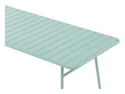 Conjunto de jantar de jardim metal: mesa C160 cm e 6 cadeirões verde amêndoa - BIRMOS