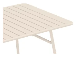 Conjunto de jantar de jardim metal, mesa C160 cm e 4 cadeiras empilháveis bege - MIRMANDE