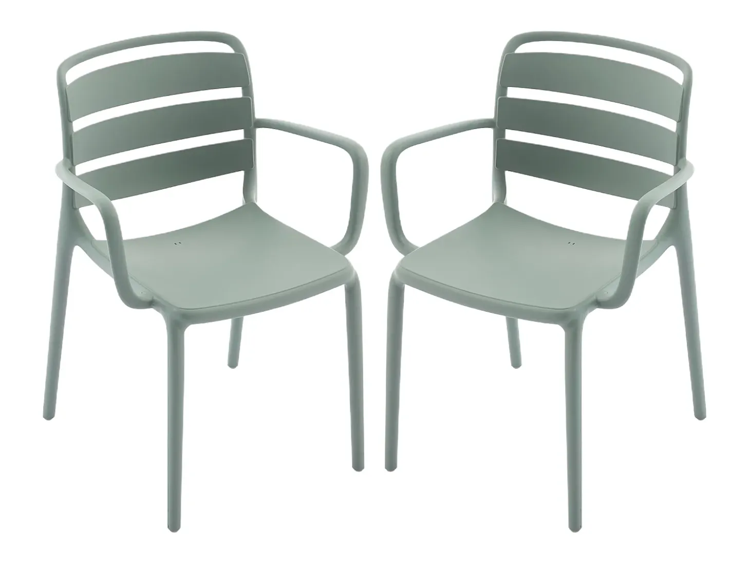 Conjunto de jantar de jardim em polipropileno - uma mesa C.90 cm e 4 cadeiras empilháveis - Verde cáqui - MOAH de MYLIA