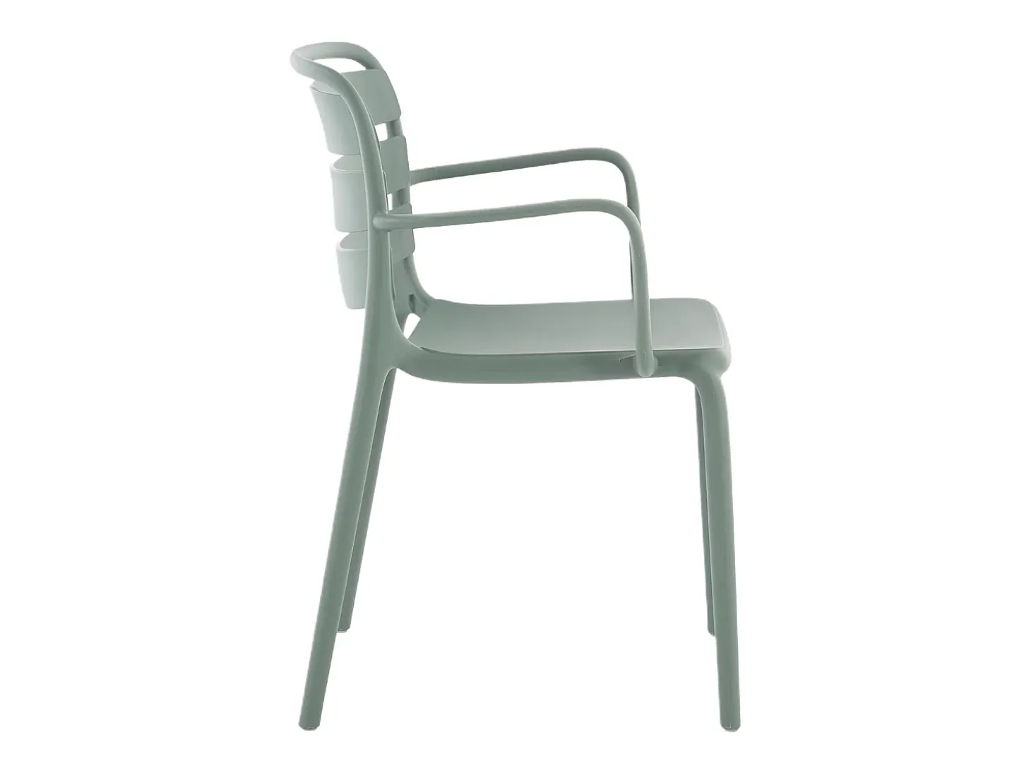 Conjunto de jantar de jardim em polipropileno - uma mesa C.90 cm e 4 cadeiras empilháveis - Verde cáqui - MOAH de MYLIA