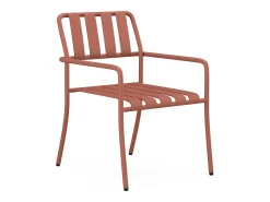 Conjunto de jantar de jardim metal: mesa C160 cm e 6 cadeirões terracota - BIRMOS