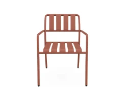 Conjunto de jantar de jardim metal: mesa C160 cm e 6 cadeirões terracota - BIRMOS