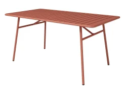 Conjunto de jantar de jardim metal: mesa C160 cm e 6 cadeirões terracota - BIRMOS