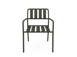 Conjunto de jantar de jardim metal: mesa C160 cm e 6 cadeirões cinza antracite - BIRMOS
