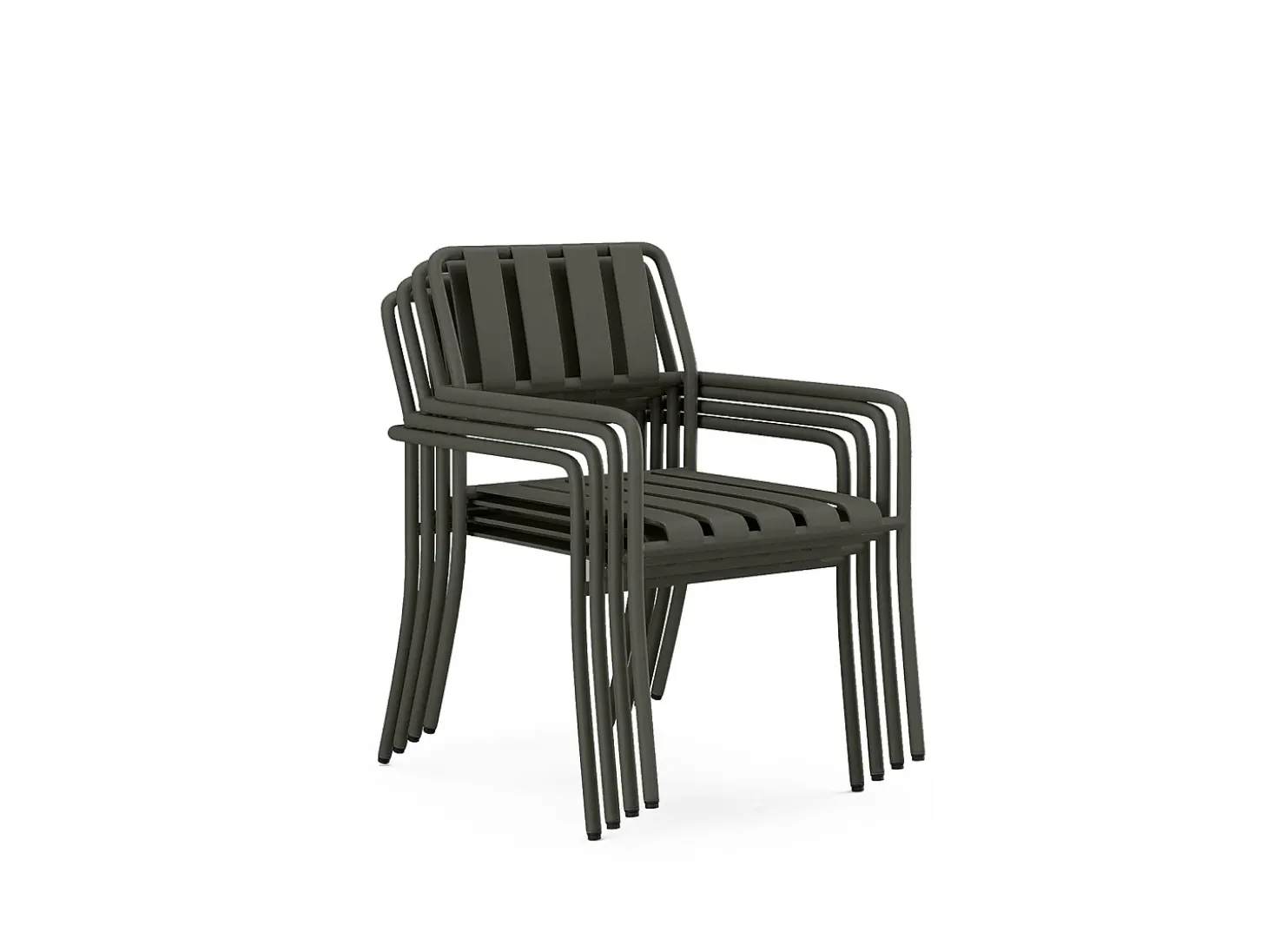 Conjunto de jantar de jardim metal: mesa C160 cm e 6 cadeirões cinza antracite - BIRMOS