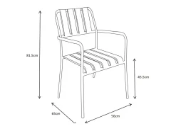 Conjunto de jantar de jardim metal: mesa C160 cm e 6 cadeirões cinza antracite - BIRMOS