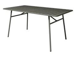 Conjunto de jantar de jardim metal: mesa C160 cm e 6 cadeirões cinza antracite - BIRMOS