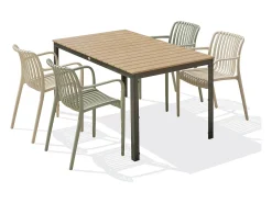 Conjunto de jantar de jardim em alumínio com 4 lugares