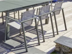 Conjunto de jantar de jardim em alumínio para 6 pessoas