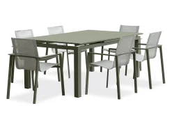 Conjunto de jantar de jardim em alumínio para 6 pessoas