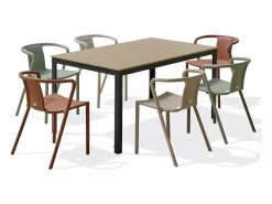 Conjunto de jantar de jardim em alumínio de 6 lugares