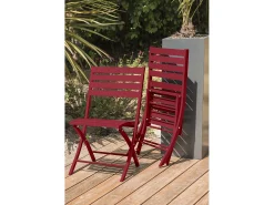 Conjunto de jantar de jardim para 4 pessoas em alumínio vermelho carmim