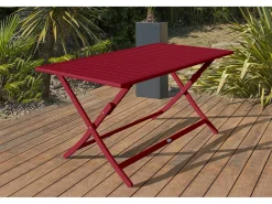 Conjunto de jantar de jardim para 4 pessoas em alumínio vermelho carmim