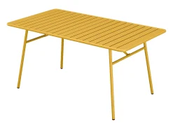 Conjunto de jantar de jardim em metal: mesa e 8 cadeirões empilháveis – Amarelo mostarda – MIRMANDE