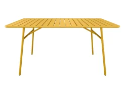 Conjunto de jantar de jardim em metal: mesa e 8 cadeirões empilháveis – Amarelo mostarda – MIRMANDE