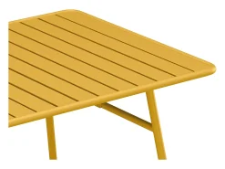 Conjunto de jantar de jardim em metal: mesa e 8 cadeirões empilháveis – Amarelo mostarda – MIRMANDE