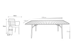 Conjunto de jantar de jardim em metal: mesa e 8 cadeirões empilháveis – Amarelo mostarda – MIRMANDE