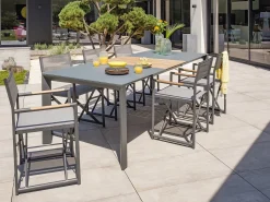 Conjunto de jantar de jardim de 6 lugares em alumínio