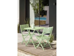 Conjunto de Jantar de Jardim em Alumínio para 2 Pessoas na Cor Verde