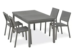 Conjunto de jantar de jardim em alumínio com 4 lugares