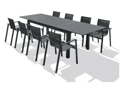 Conjunto de jantar de jardim em alumínio para 8 pessoas