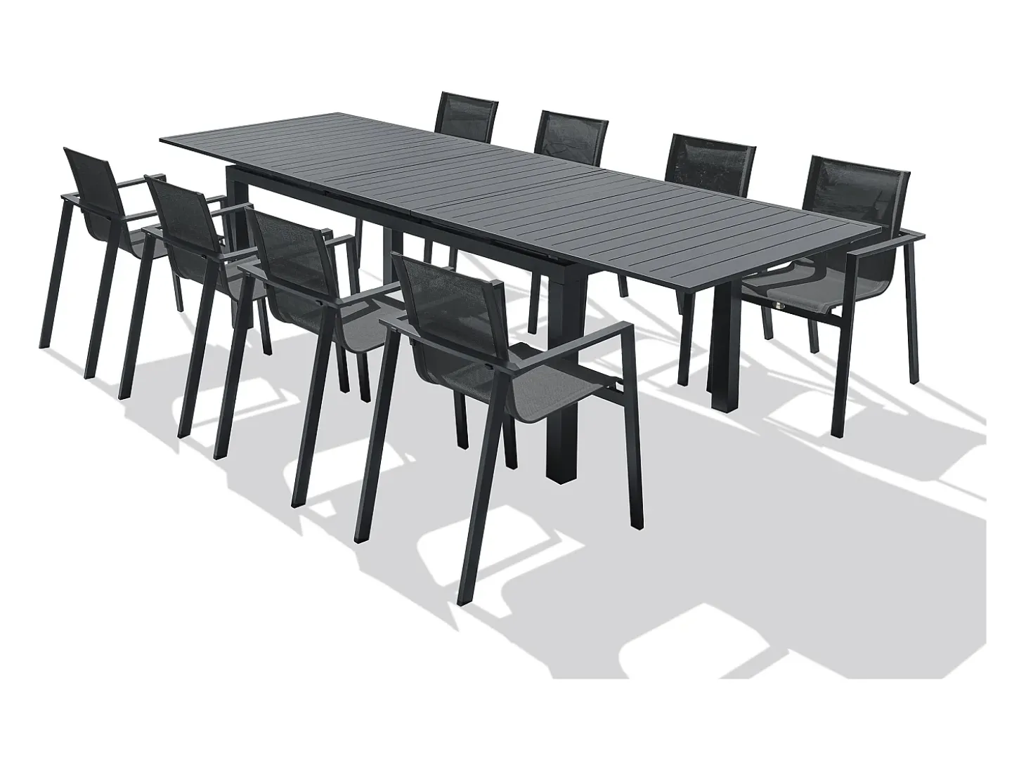 Conjunto de jantar de jardim em alumínio para 8 pessoas