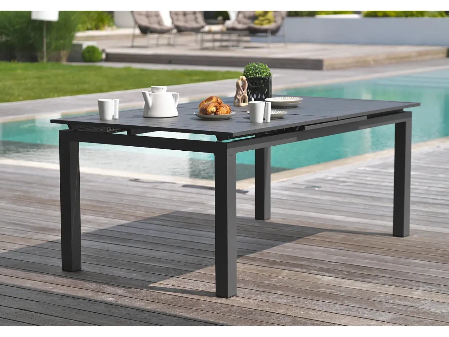 Conjunto de jantar de jardim em alumínio para 8 pessoas