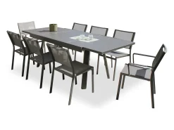 Conjunto de jantar de jardim em alumínio com 8 lugares
