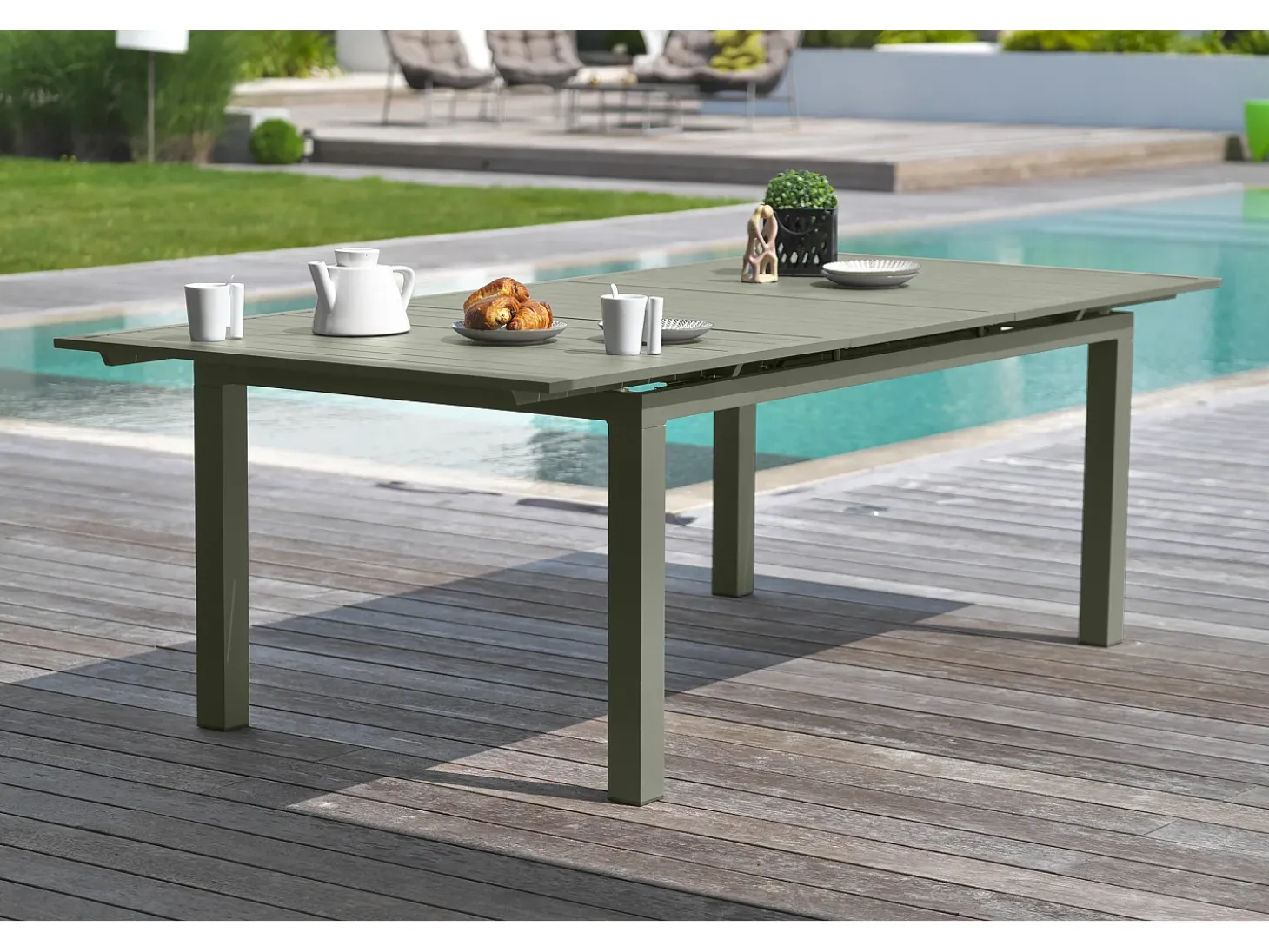 Conjunto de jantar de jardim em alumínio para 8 pessoas