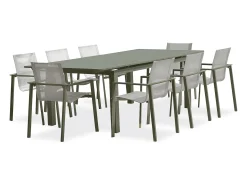 Conjunto de jantar de jardim em alumínio para 8 pessoas