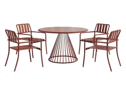 Conjunto de jantar de jardim em metal: mesa D.120 cm e 4 cadeiras - Terracotta - BIRMOS da MYLIA