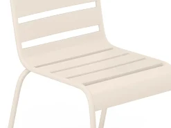 Conjunto de jantar de jardim metal, mesa D60 cm e 2 cadeiras empilháveis bege - MIRMANDE