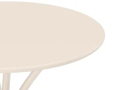 Conjunto de jantar de jardim metal, mesa D60 cm e 2 cadeiras empilháveis bege - MIRMANDE
