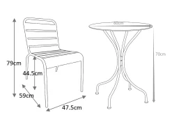Conjunto de jantar de jardim metal, mesa D60 cm e 2 cadeiras empilháveis bege - MIRMANDE