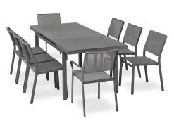 Conjunto de jantar de jardim em alumínio com 8 lugares