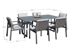 Conjunto de jantar de jardim ONIX 7 peças Antracite
