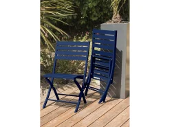 Conjunto de Jantar de Jardim em Alumínio para 2 Pessoas na Cor Azul Marinho