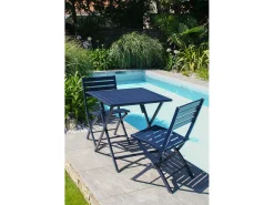 Conjunto de Jantar de Jardim em Alumínio para 2 Pessoas na Cor Azul Marinho
