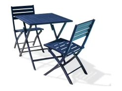 Conjunto de Jantar de Jardim em Alumínio para 2 Pessoas na Cor Azul Marinho