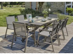 Conjunto de jantar de jardim em alumínio com 8 lugares