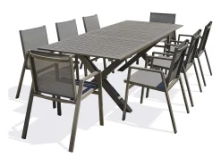 Conjunto de jantar de jardim em alumínio com 8 lugares