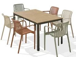 Conjunto de jantar de jardim em alumínio com 6 lugares