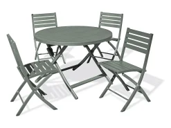 Conjunto de Jantar de Jardim em Alumínio para 4 Pessoas na Cor Verde