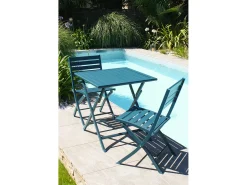Conjunto de Jantar de Jardim em Alumínio para 2 Pessoas na Cor Azul